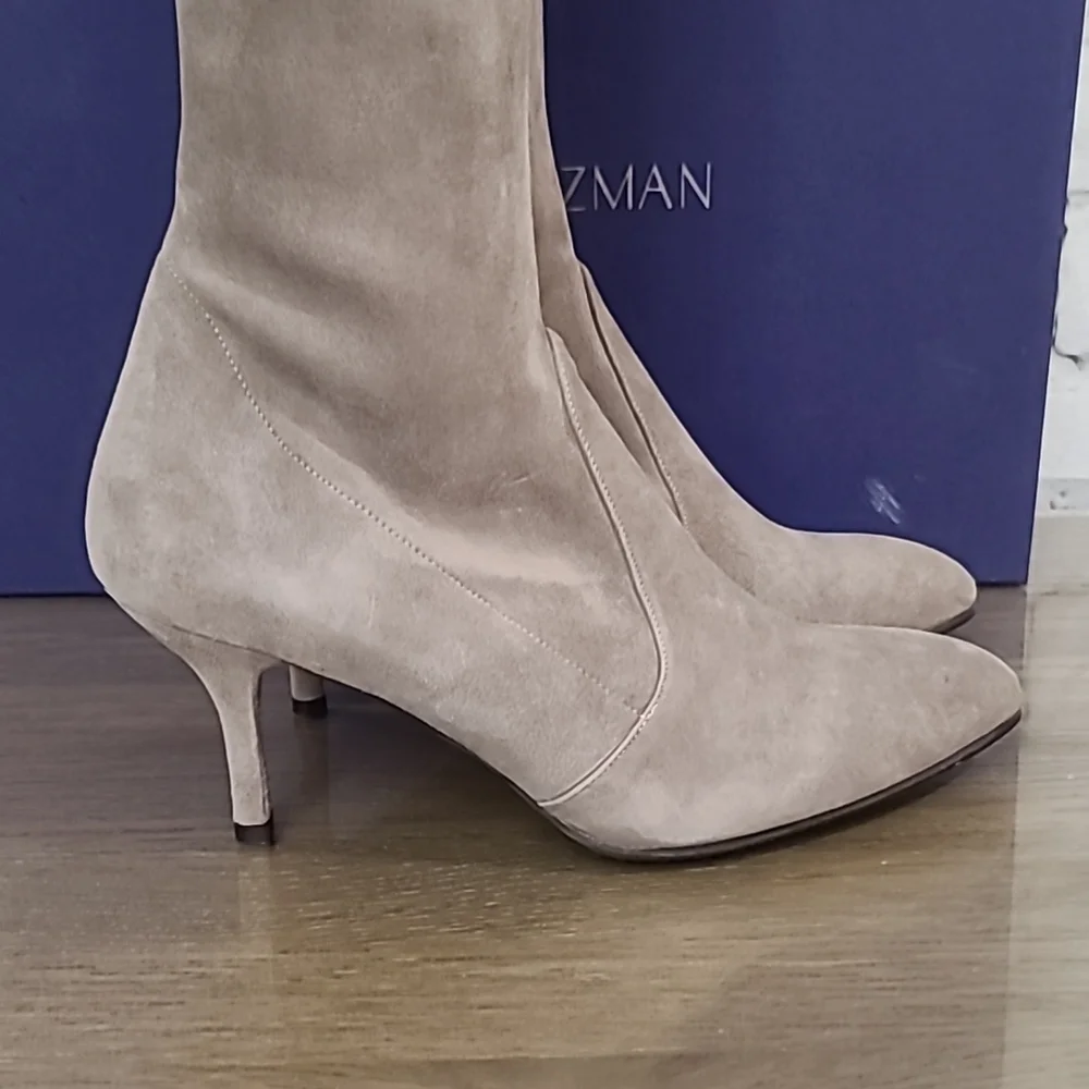 Stuart Weitzman Tiemodel Suede Leather Over-the-knee Boots In Taupe - NWT/NIB